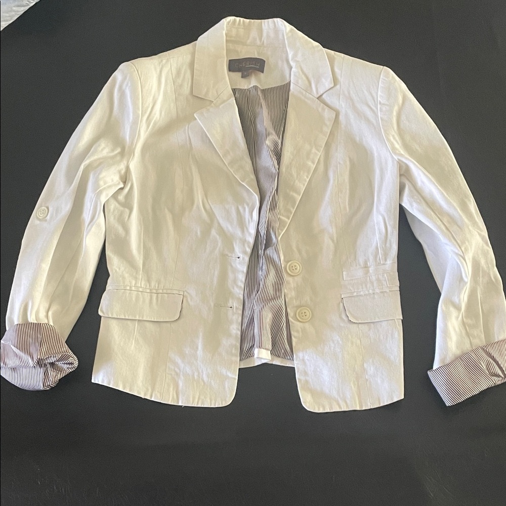 Cherish Cream Blazer with Striped Lining